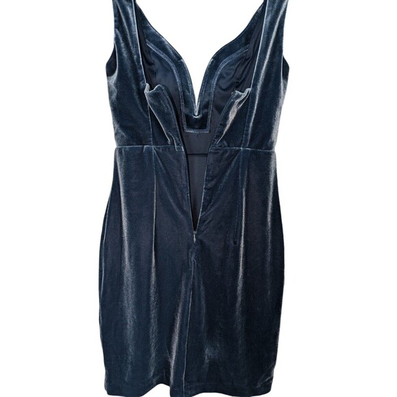Express Dress 00 Women's Blue Velvet Deep V Sweetheart Neck Sleeveless Mini - Picture 4 of 7
